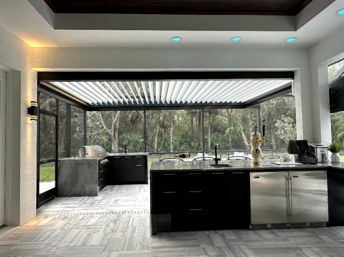 A screened in pergolas